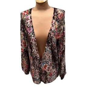 Vtg Alberto Makali Large‎ Cardigan Sweater Animal Butterfly Floral Forest Fairy